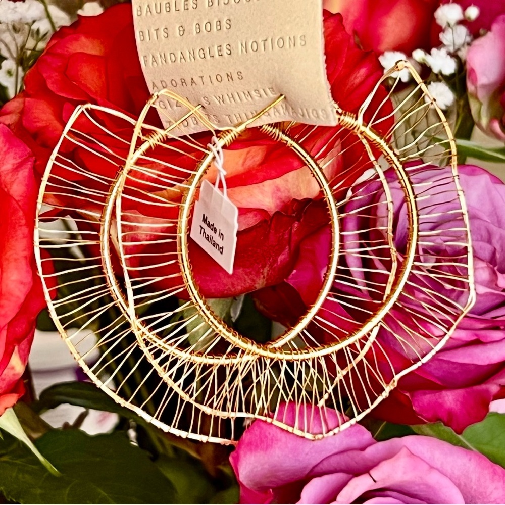 NWT Anthropologie Floral Hoop Earrings